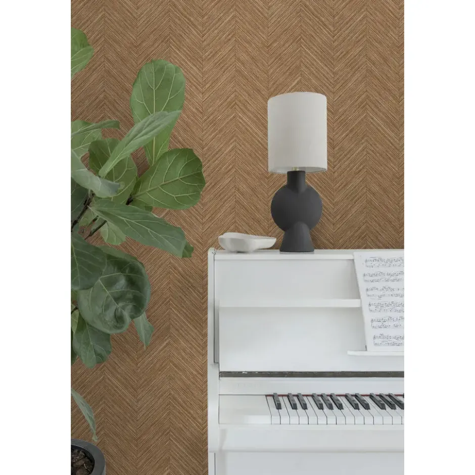 Sanders & Sanders behang visgraat-motief oranje bruin - 53 cm x 10 m