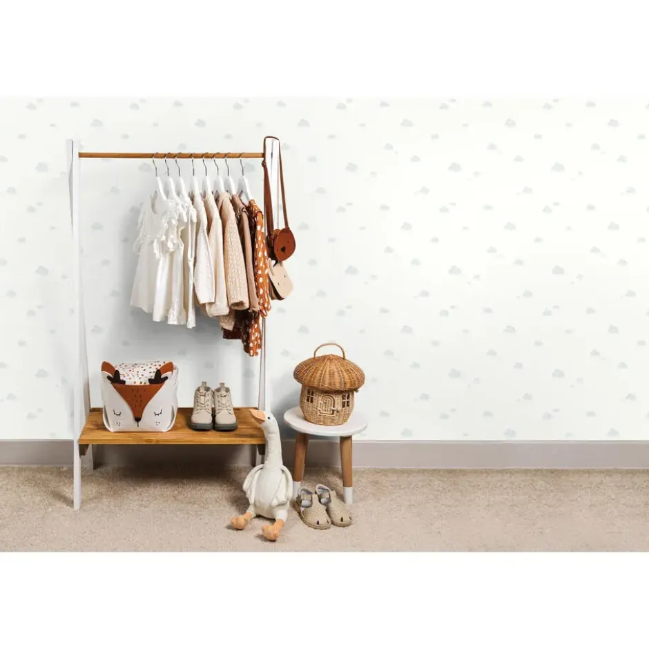 Sanders & Sanders behang wolkjes vergrijsd blauw en wit - 53 cm x 10 m
