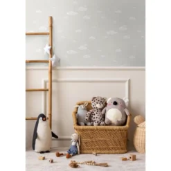 Sanders & Sanders behang wolkjes beige en wit - 53 cm x 10 m