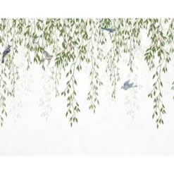 Sanders & Sanders fotobehang vogels in de natuur groen en blauw - 350 x 279 cm