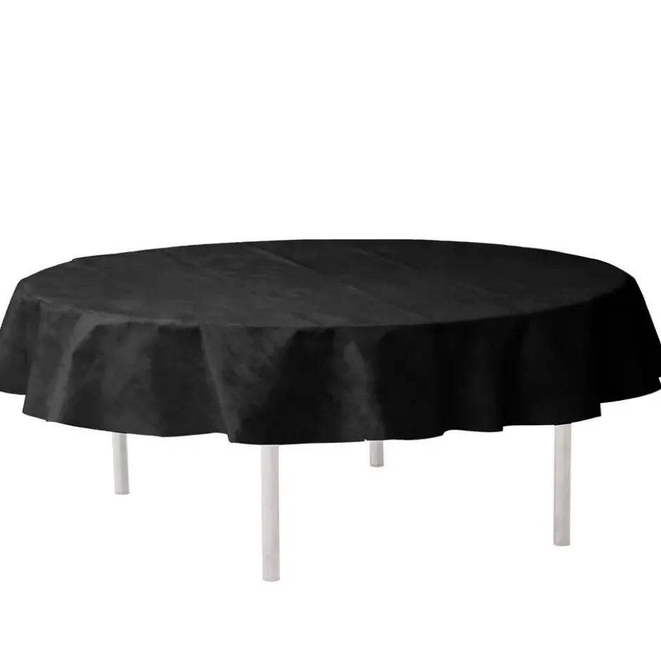 Santex Feest tafelkleed/tafellaken rond - zwart - 240 cm - stof
