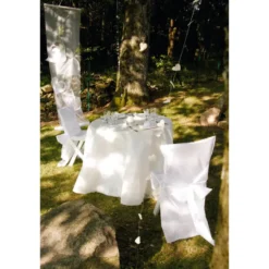 Santex Feest tafelkleed/tafellaken rond - ivoorwit - 240 cm