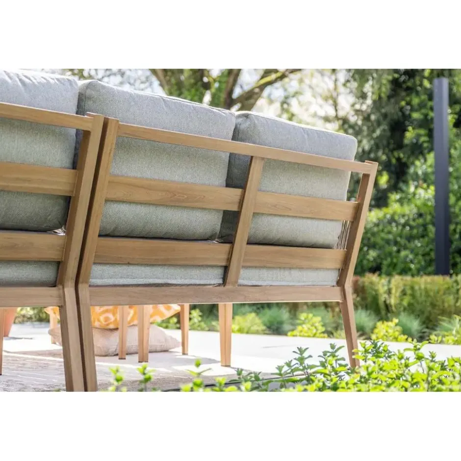 Sardinia lounge-diningset - aluminium met houtlook - 7-persoons