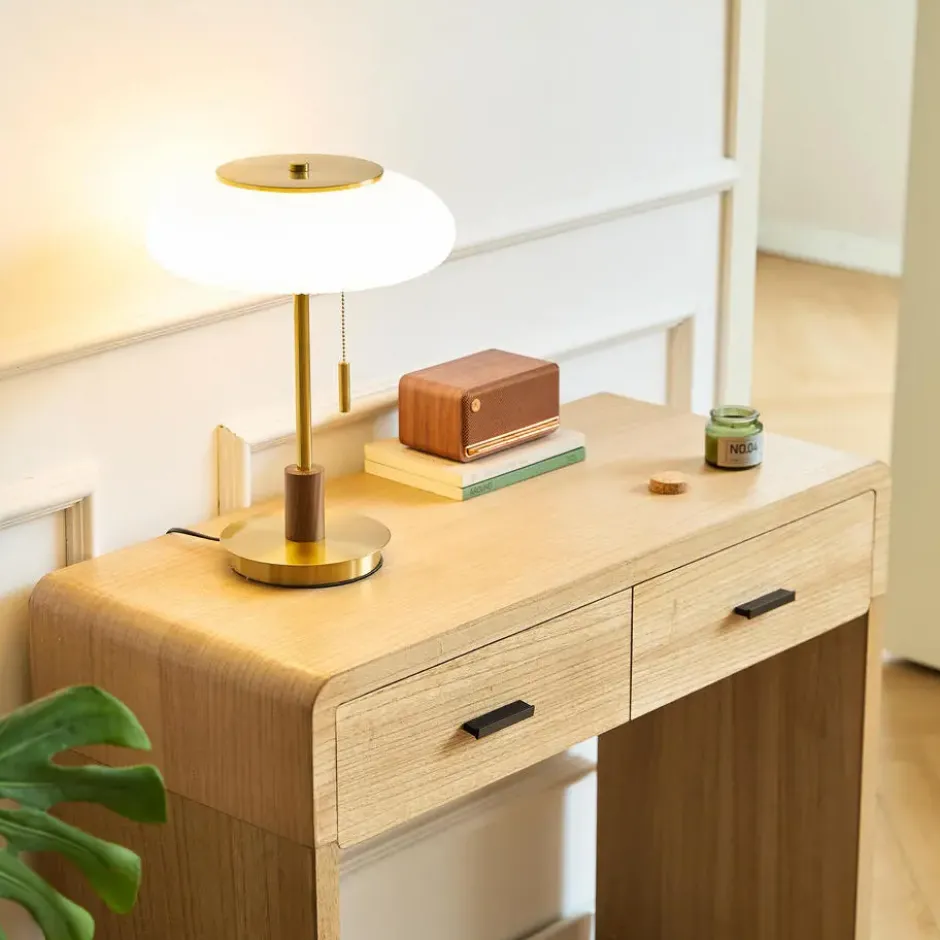 Scandinavische Console Tafel van Hout met 2 Laden