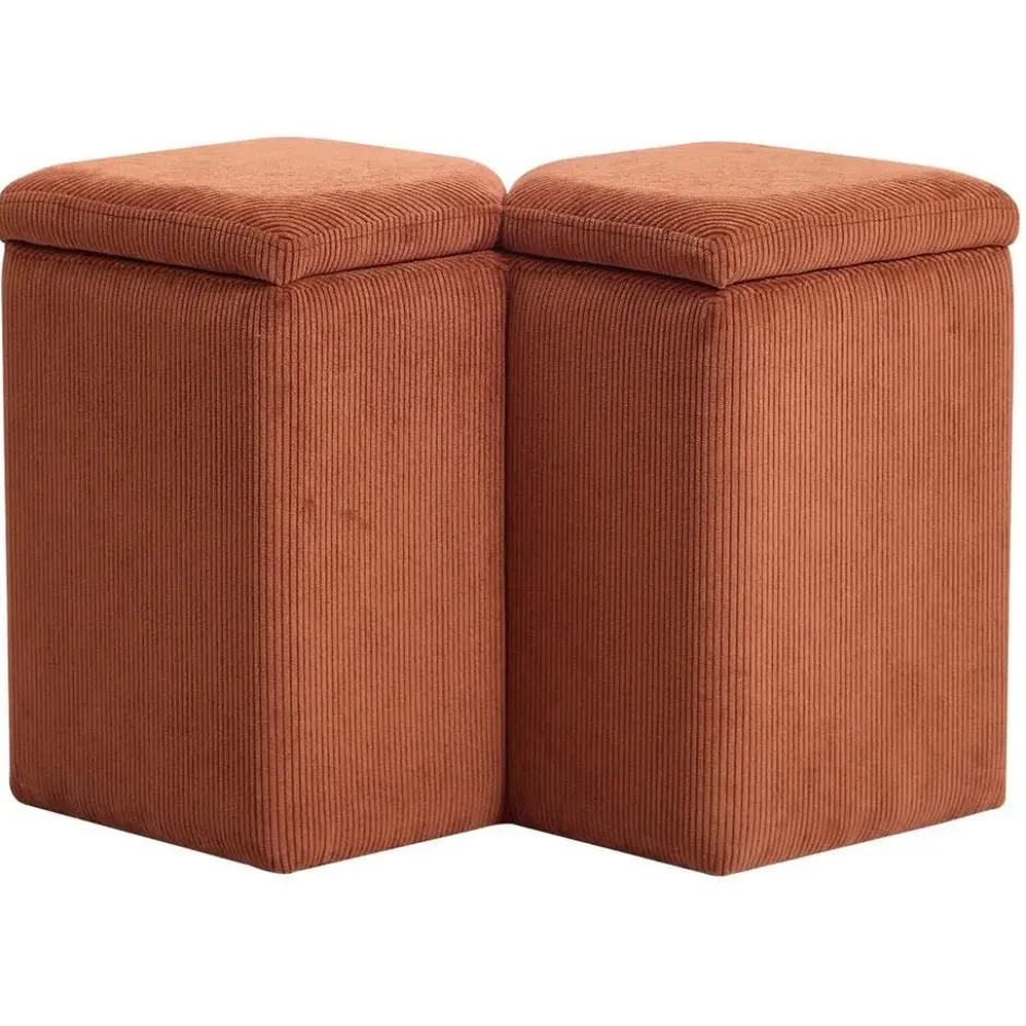 Scandinavische Velours Terracotta Woonkamerpoef