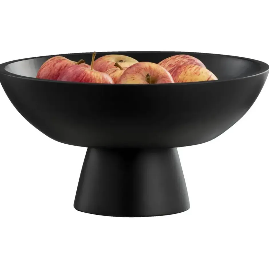 Schaal op voet - zwart mangohout - Ø32 cm