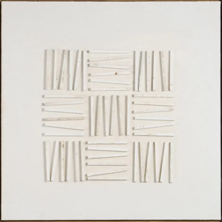 Schilderij Abstract 3D - off-white - 62x62 cm