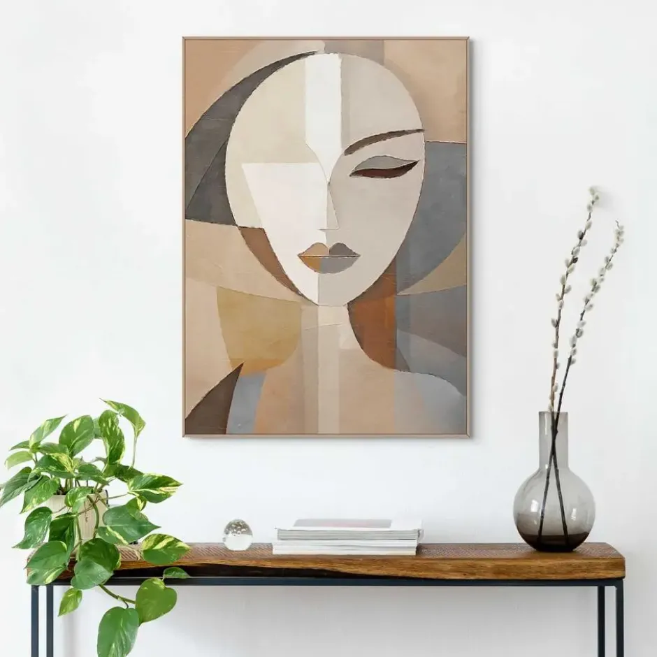 Schilderij Abstracte vrouw - 70 x 50 - Bruin
