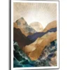 Schilderij Abstracte zonsopkomst - 70 x 50 - Blauw