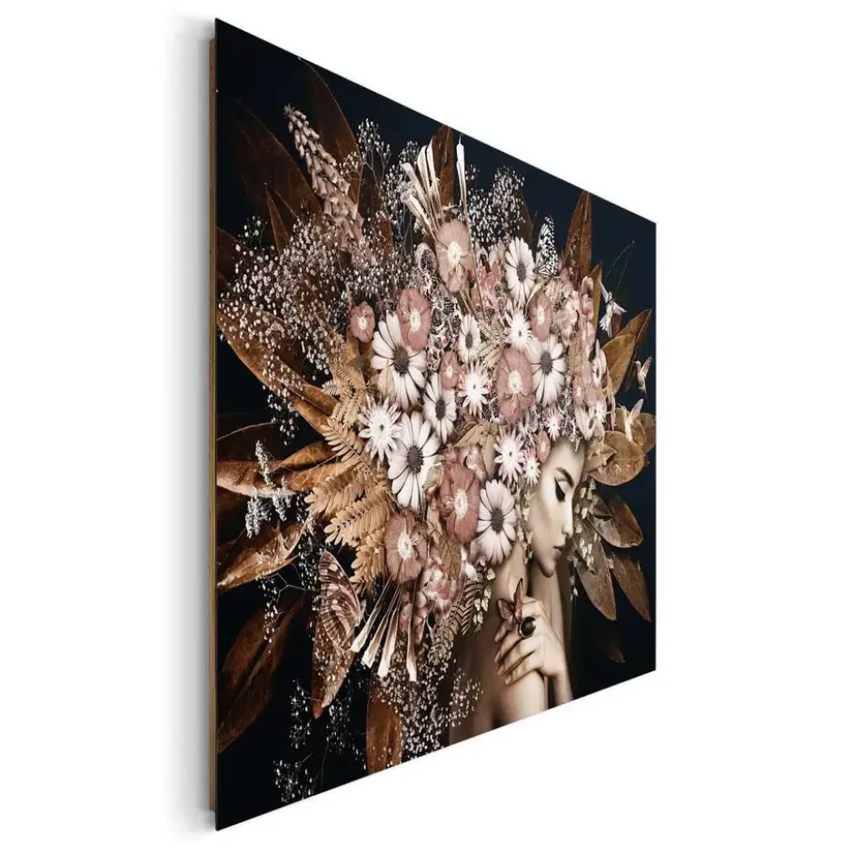 Schilderij Bloemenrijkdom - 100 x 140 - Bruin
