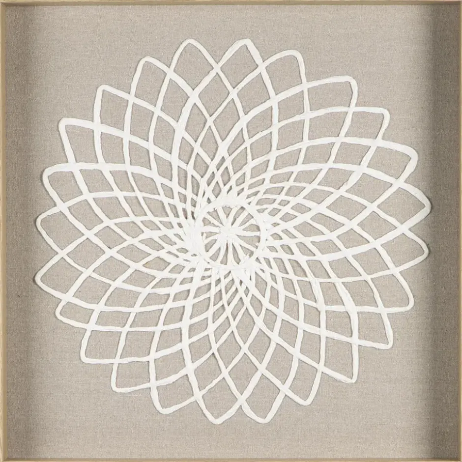 Schilderij Flower off-white MDF/glas - 50x50 cm