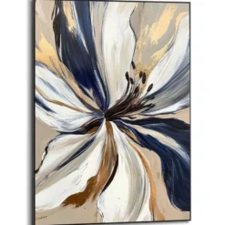 Schilderij Glamour Flower - 70 x 50 - Blauw