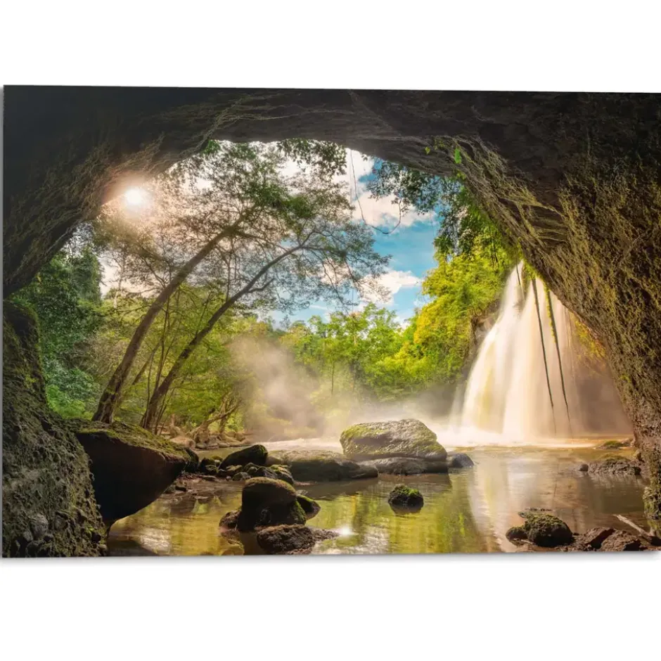 Schilderij Grot 100x140 cm Groen Hout