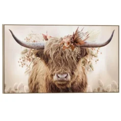 Schilderij Hooglander Bloem - 70x118 cm