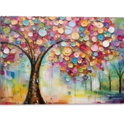 Schilderij Kleurrijke Boom - 100 x 140 - Bont