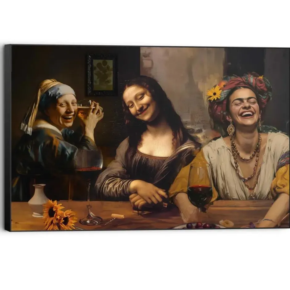 Schilderij Meidenavond - 60 x 90 - Bruin