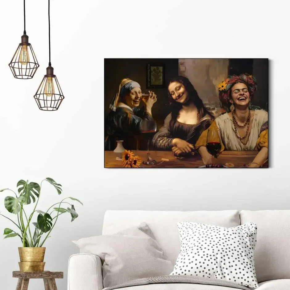 Schilderij Meidenavond - 60 x 90 - Bruin