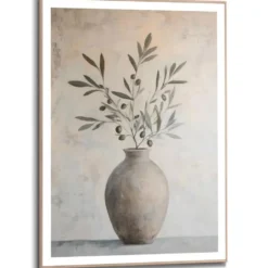 Schilderij Olijven op Vaas - 70 x 50 - Groen