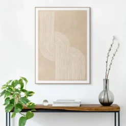 Schilderij Organische Lijnen - 70 x 50 - Beige
