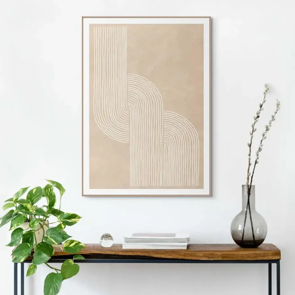 Schilderij Organische Lijnen - 70 x 50 - Beige