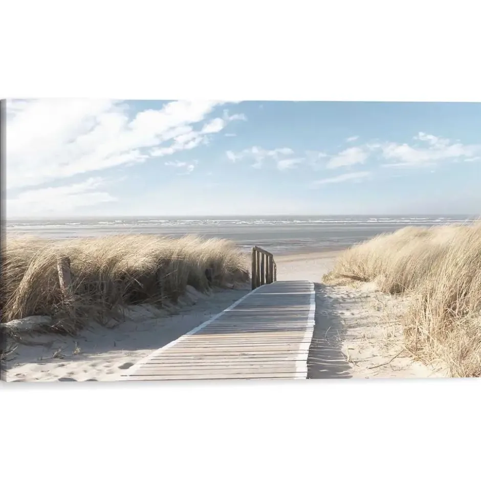 Schilderij Pad door de duinen - 70 x 118 - Beige