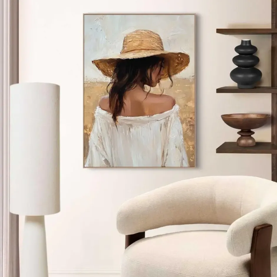 Schilderij Summer Lady - 70 x 50 - Beige