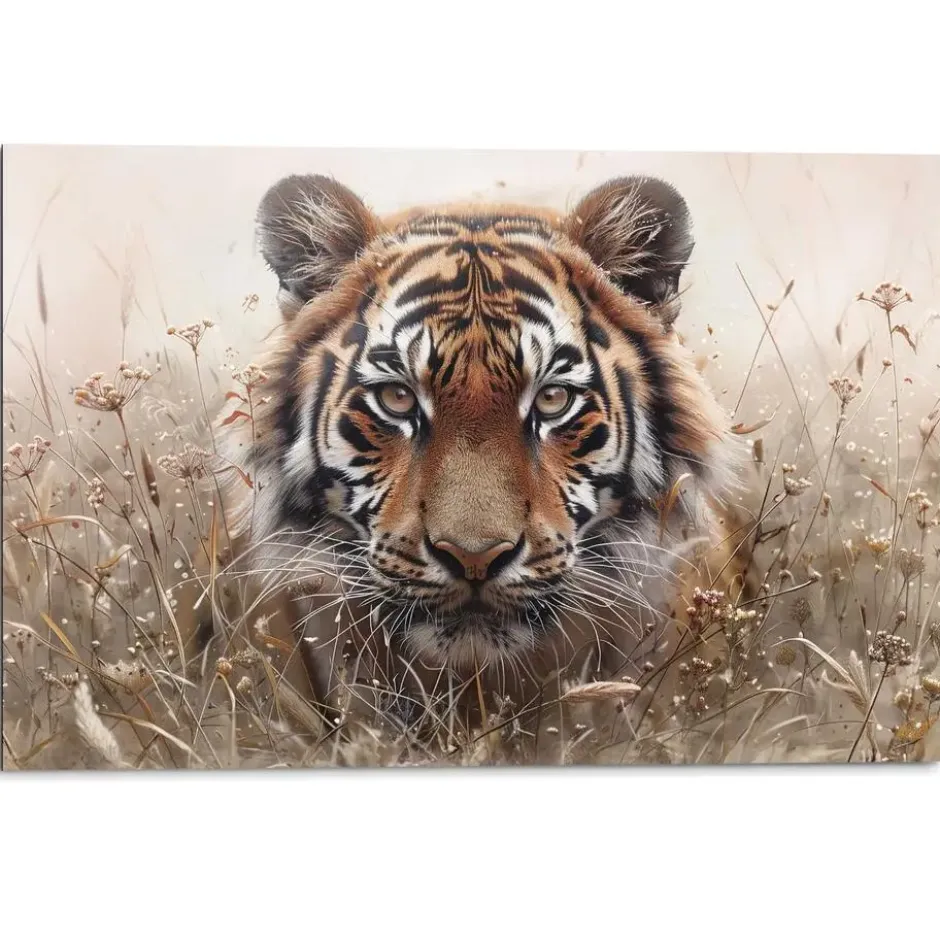 Schilderij Tijger op jacht - 60 x 90 - Bruin