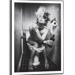 Schilderij Toiletzaken - 70 x 50 - Zwart-Wit