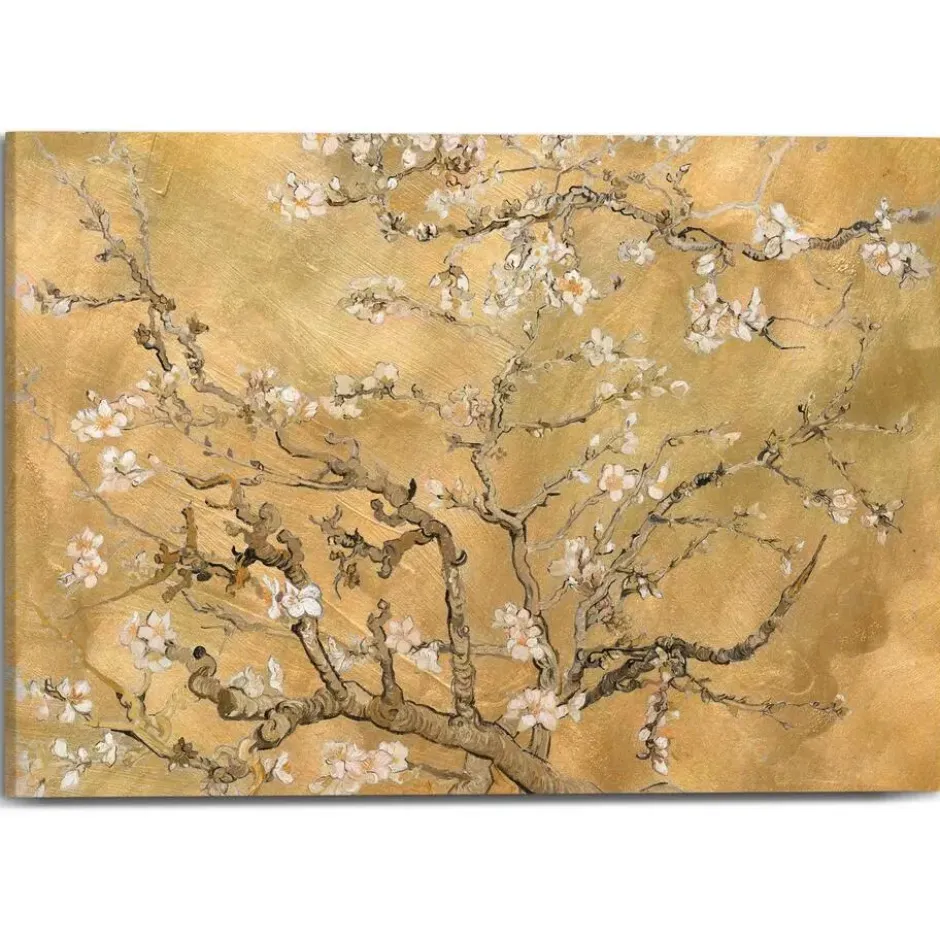 Schilderij Van Gogh - Amandelbloesem - 50 x 70 - Goudkleurig