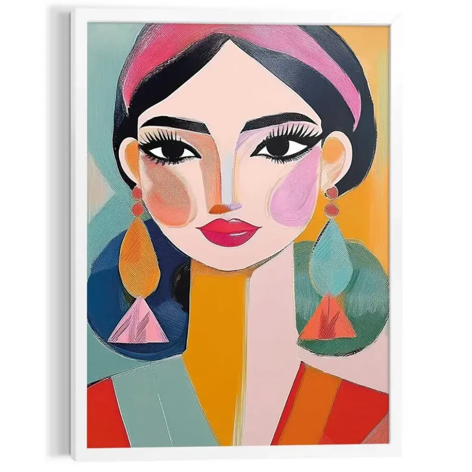 Schilderij Vrouw in kleur - 70 x 50 - Bont