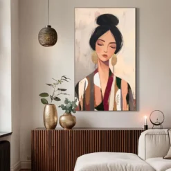 Schilderij Vrouw met knot - 118x70 cm