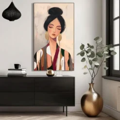Schilderij Vrouw met knot - 118x70 cm