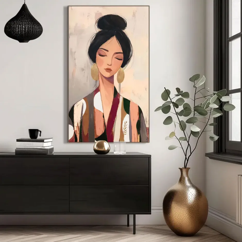 Schilderij Vrouw met knot - 118x70 cm