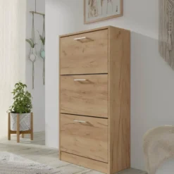 Schoenenkast ADA craft goud– kantelbaar, 60x28x116 cm