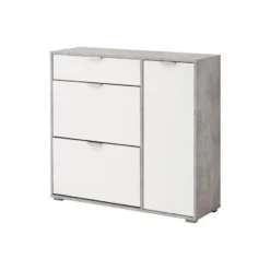 Schoenenkast ARIETTA - 102 cmx33 cmx95 cm - Grijs Wit Hout paneel