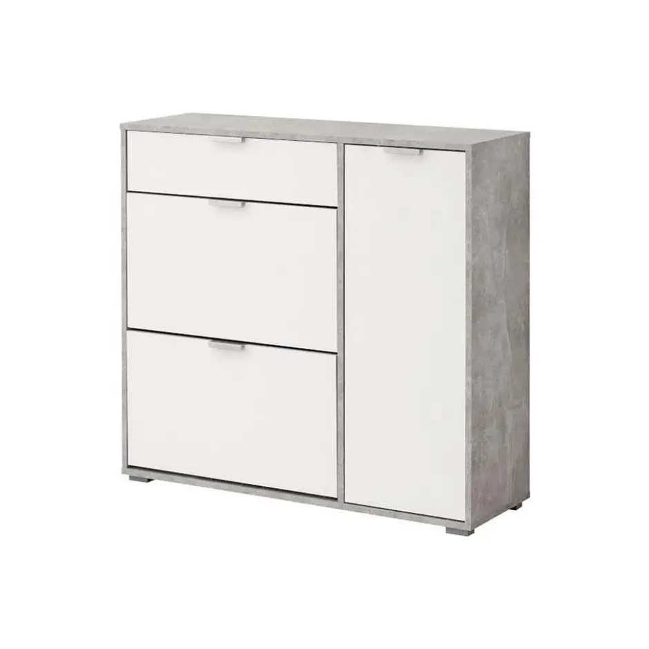 Schoenenkast ARIETTA - 102 cmx33 cmx95 cm - Grijs Wit Hout paneel