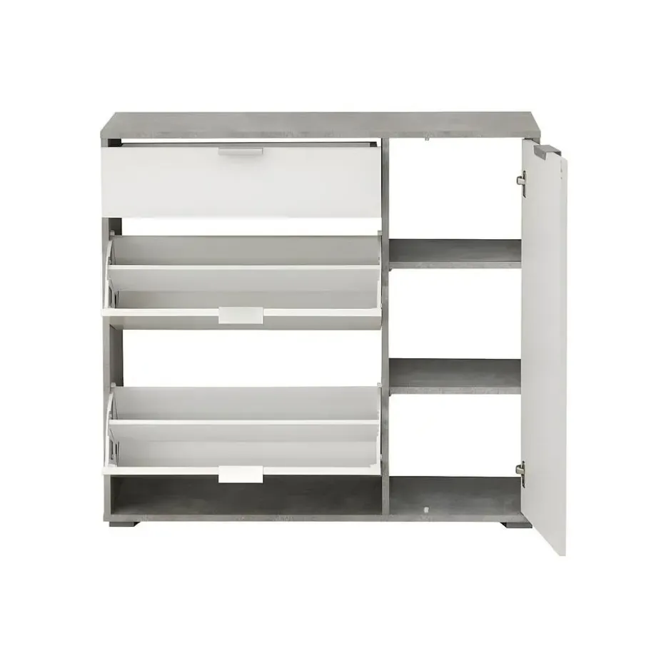 Schoenenkast ARIETTA - 102 cmx33 cmx95 cm - Grijs Wit Hout paneel