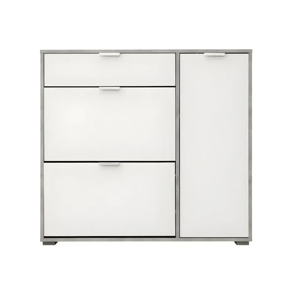 Schoenenkast ARIETTA - 102 cmx33 cmx95 cm - Grijs Wit Hout paneel