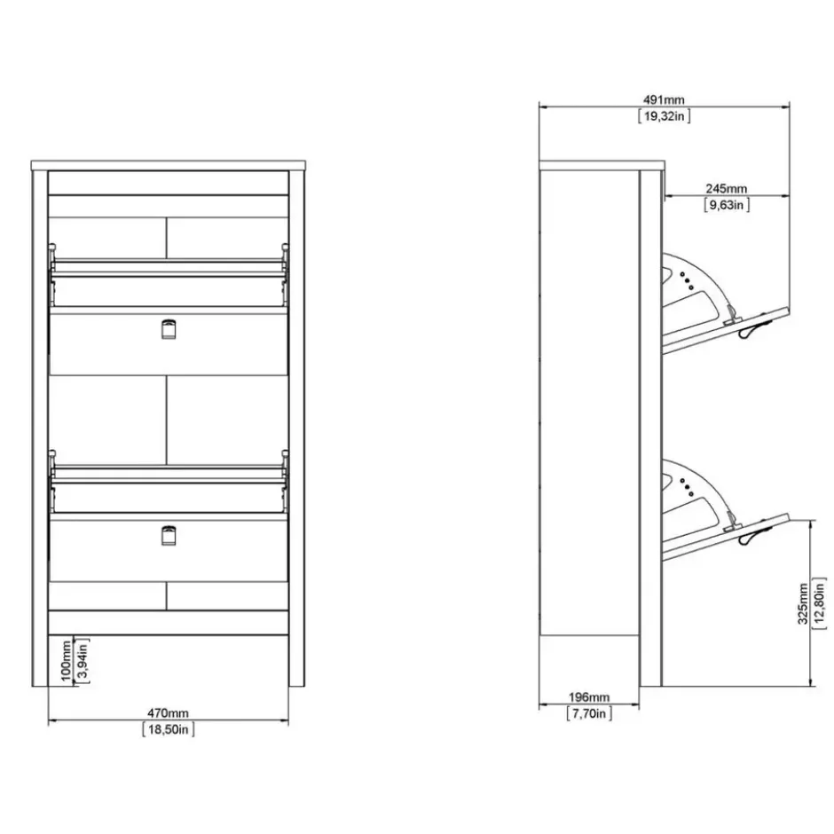 Schoenenkast Madeira - zwart - 102,9x53,8x24,6 cm