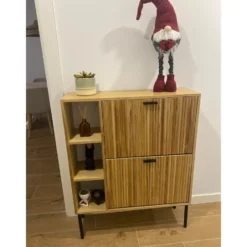 Schoenenkast met 2 laden van hout en metaal