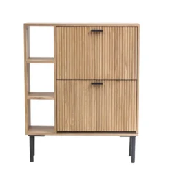 Schoenenkast met 2 laden van hout en metaal