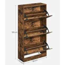 Schoenenkast - Opbergkast- Met 3 vakken - Vintage - Bruin