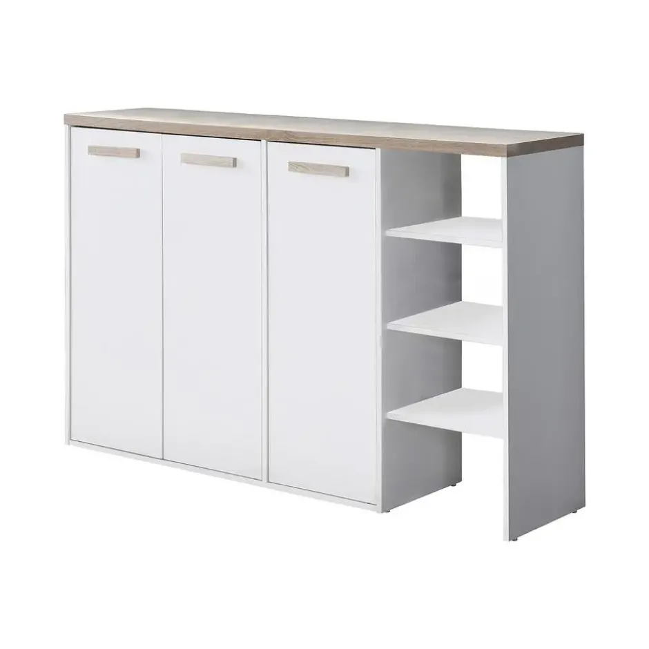 Schoenenkast SKAIDO - 120 cmx30 cmx80 cm - Natuurlijk licht Wit Hout paneel