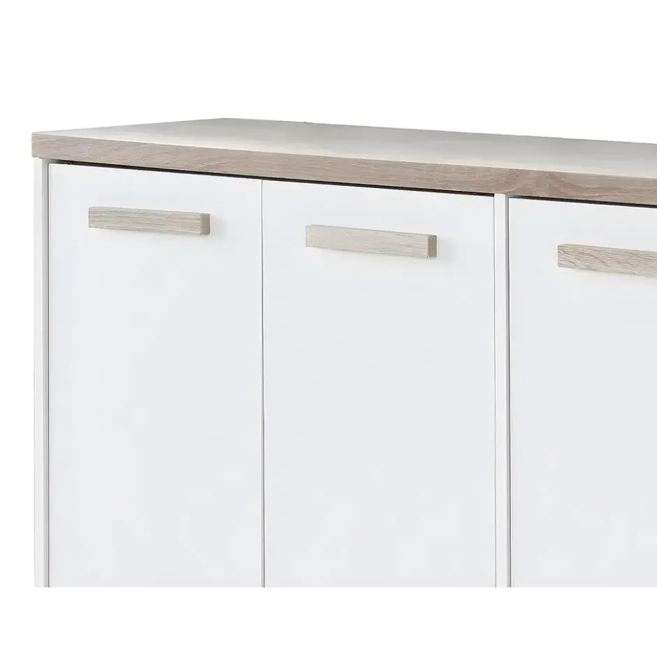 Schoenenkast SKAIDO - 120 cmx30 cmx80 cm - Natuurlijk licht Wit Hout paneel