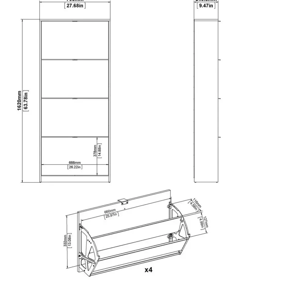 Schoenenkast Wit - 70x24x162cm - Shoes
