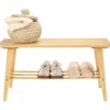 Schoenenrek bankje - 2-laags - bamboe - 80 x 30 x 40 cm