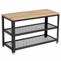 Schoenenrek met Industriële Look - Zwart Frame - 73x30x45cm