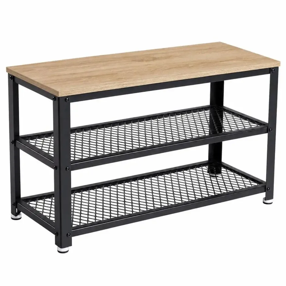 Schoenenrek met Industriële Look - Zwart Frame - 73x30x45cm