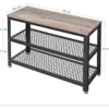 Schoenenrek met 2 legplanken - Schoenenbank - Industrieel design - Grijs-Zwart