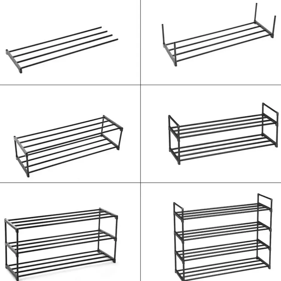 Schoenenrek - 4 niveaus - metaal - 92x73x30 cm - zwart
